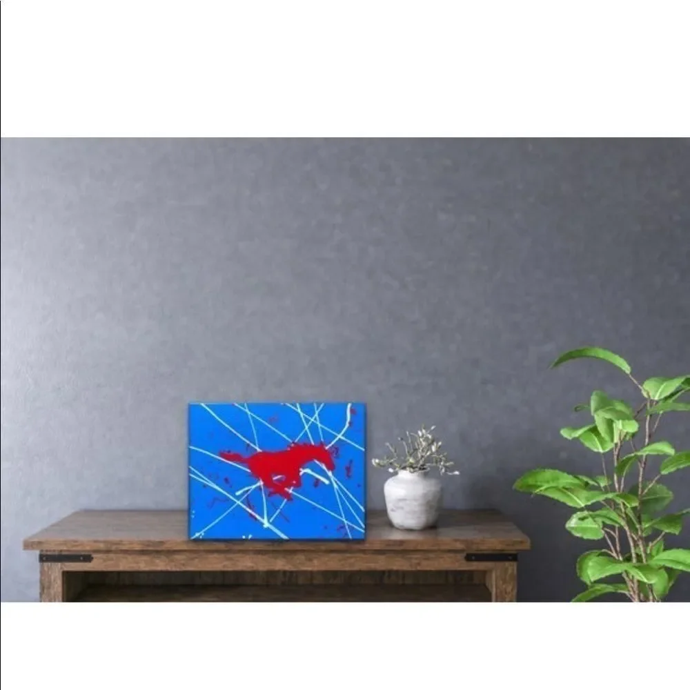 Hand painted SMU Mustang painting 8 x 10